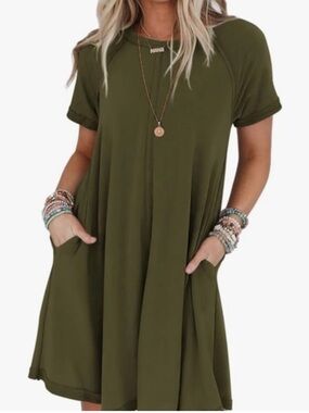 Olive Green Women's Swing Tee Dress